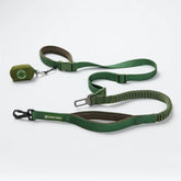Multipurpose Seatbelt Handsfree Leash & Poop Bag Holder Set - Army Green