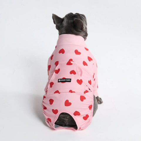 Dog Surgical Suit - Pink Hearts